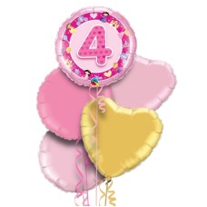 4th Birthday Fairy Pink Balloon Bouquet